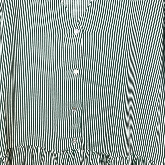 Zara Trafaluc Green/White V-Neck Peplum Blouse M - Picture 7 of 8